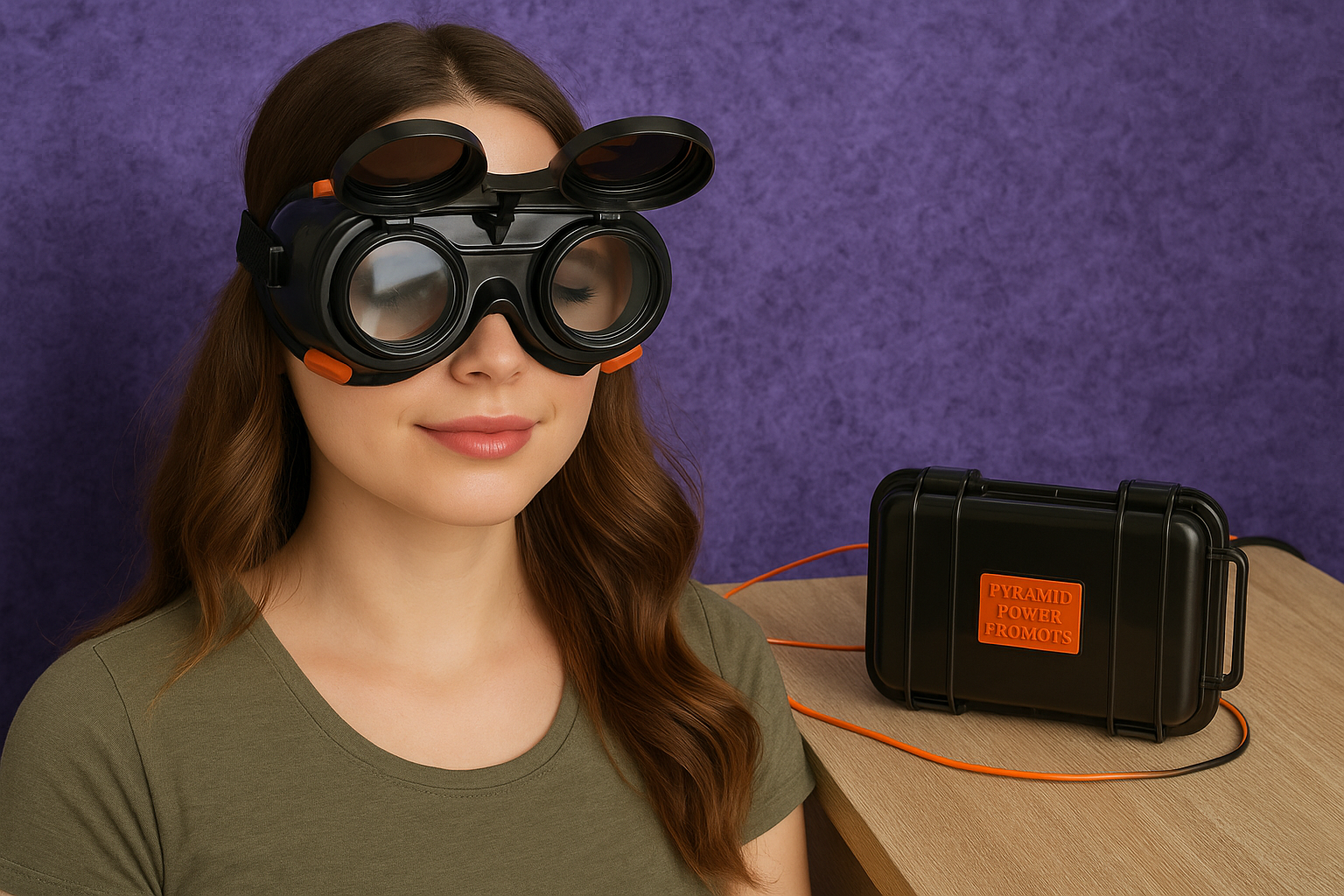 lady wearing pemf goggles